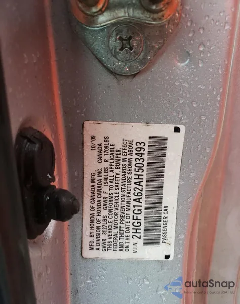 2010 Honda Civic Lx z USA, uszkodzony, nr VIN 2HGFG1A62AH503493